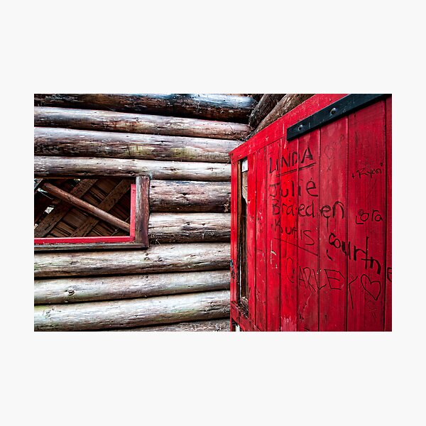 Red Door at the Cabin. Photographic Print