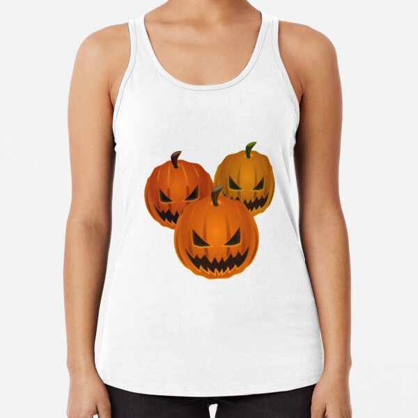#halloween #pumpkin #orange #autumn #holiday #isolated #lantern #october #evil #face #white #jackolantern #horror #scary #jack #decoration #spooky #3d #vegetable #illustration  Racerback Tank Top