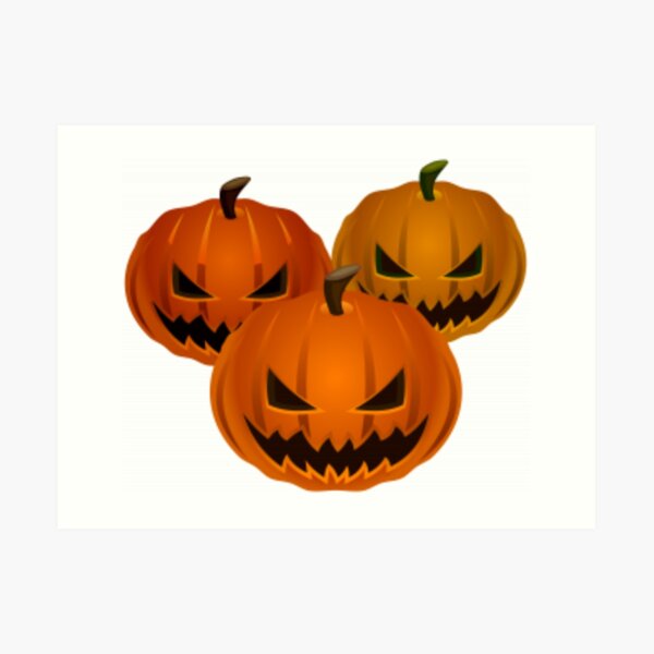 #halloween #pumpkin #orange #autumn #holiday #isolated #lantern #october #evil #face #white #jackolantern #horror #scary #jack #decoration #spooky #3d #vegetable #illustration  Art Print