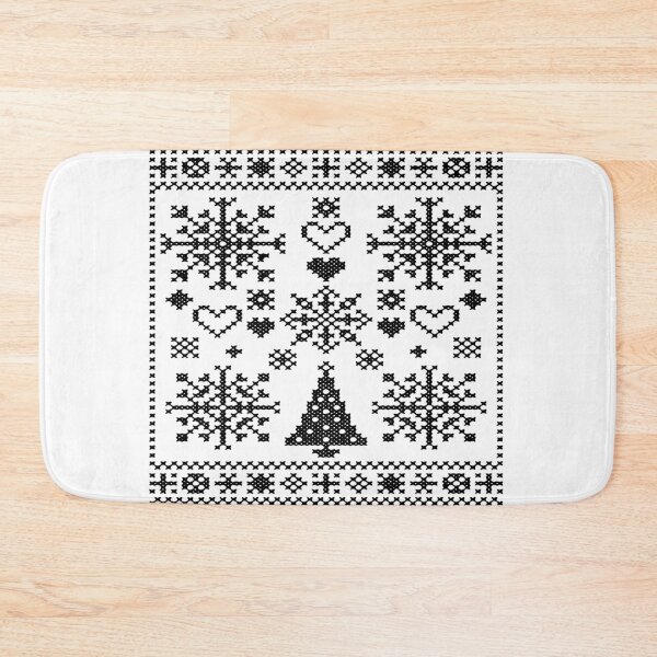 Item preview, Christmas Lover Cross Pattern Sampler Artistic Design Black designed and sold by taiche.