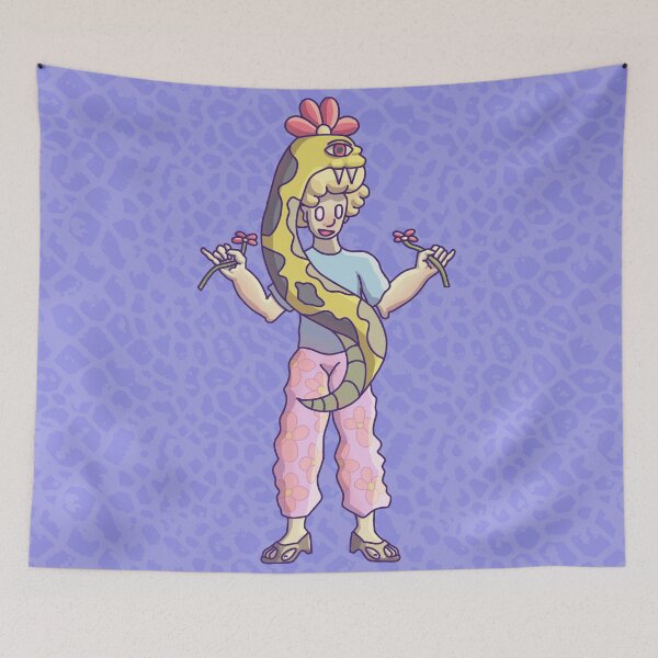Item preview, Flower Snake Guy on snake skin pattern designed and sold by pignpix.