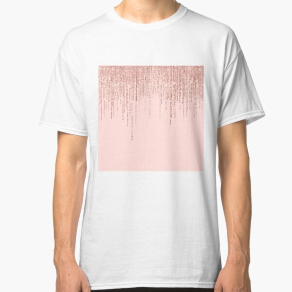 Luxury Pink Rose Gold Sparkly Glitter Fringe Classic T-Shirt