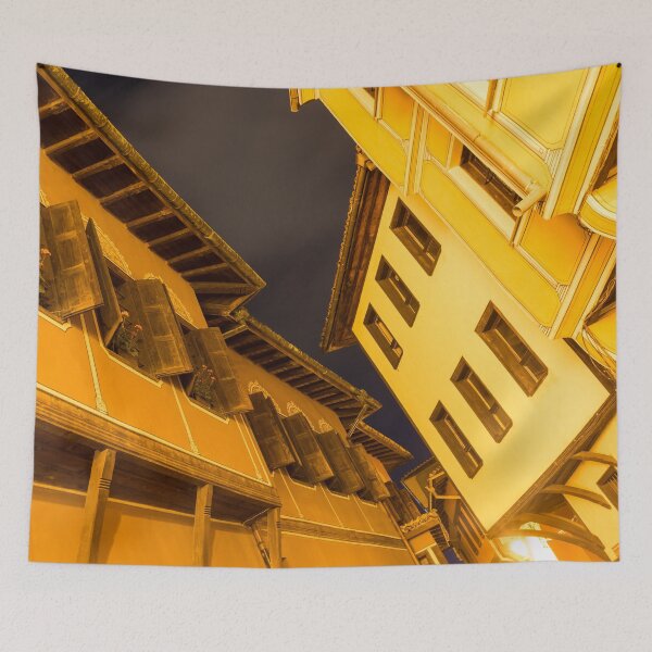 Item preview, Golden Yellow Night - Chic Zigzags of Oriel Windows and Serrated Roof Lines  designed and sold by Georgia Mizuleva.