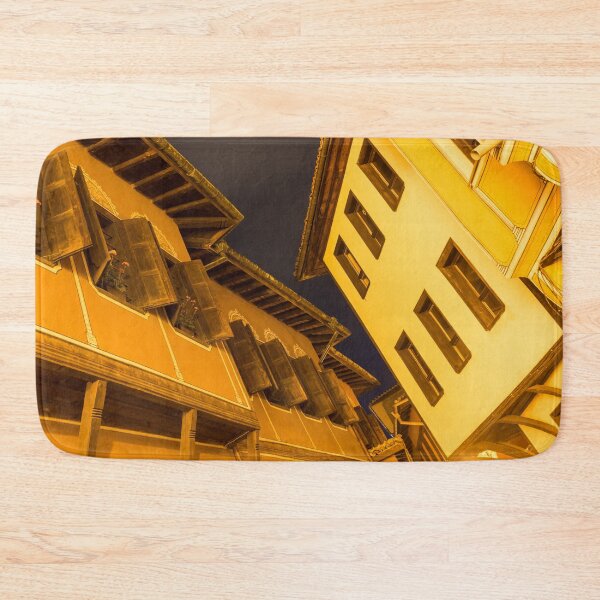 Item preview, Golden Yellow Night - Chic Zigzags of Oriel Windows and Serrated Roof Lines  designed and sold by Georgia Mizuleva.
