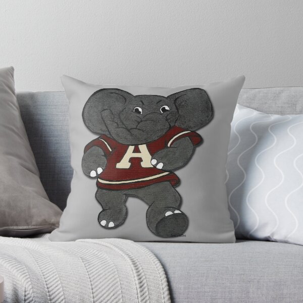 Alabama Roll Tide Elephant Mascot Throw Pillow