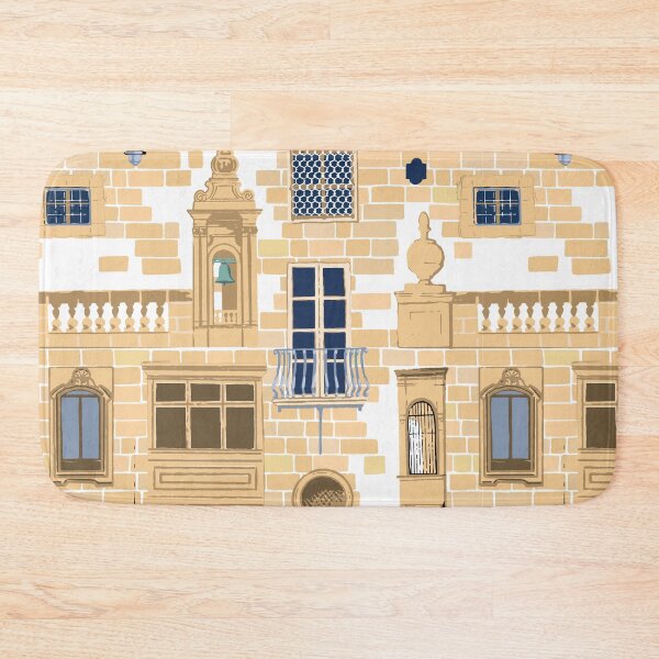 Item preview, Part of traditional maltese house in Mdina made of sandy stone bricks with various doors, windows and balconies designed and sold by Ekaterina Glazkova.