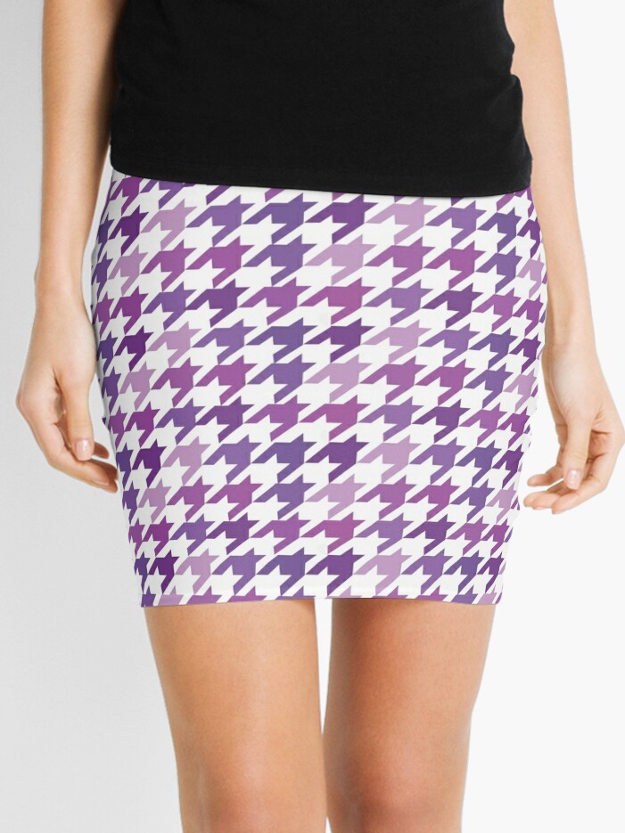 Chanel Fashion Print - Purple Houndstooth Pattern Mini Skirt for