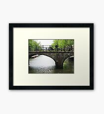 Bicycles Parked on Amsterdam Bridge Framed Print