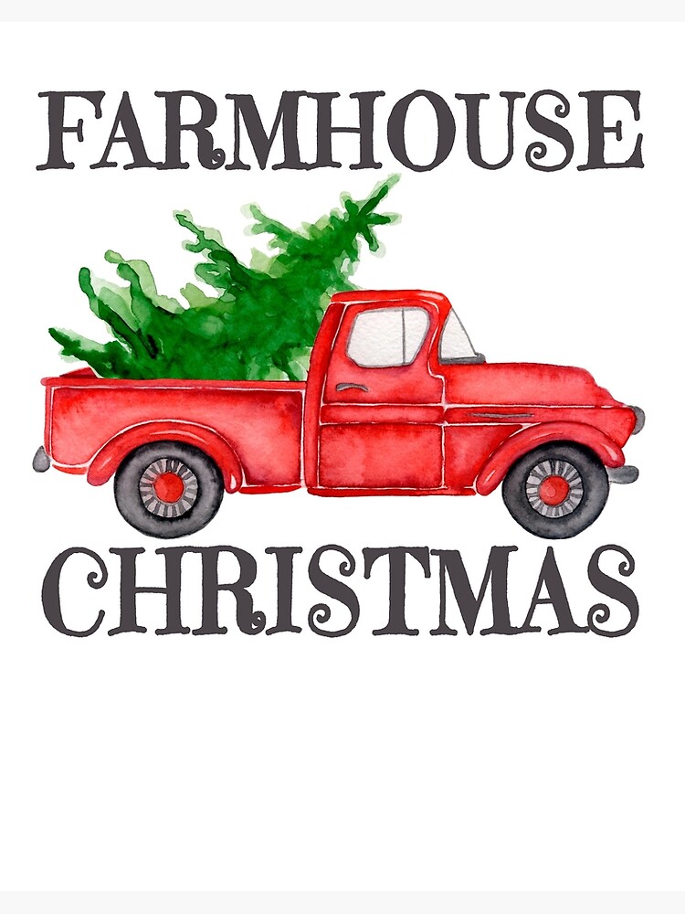 watercolor-vintage-red-pickup-truck-with-tree-farmhouse-christmas-gift-art-board-print-for-sale-by-balanceplus-redbubble for Free Printable Red Truck Christmas Watercolor Vintage Red Pickup Truck with Tree Farmhouse Christmas Gift