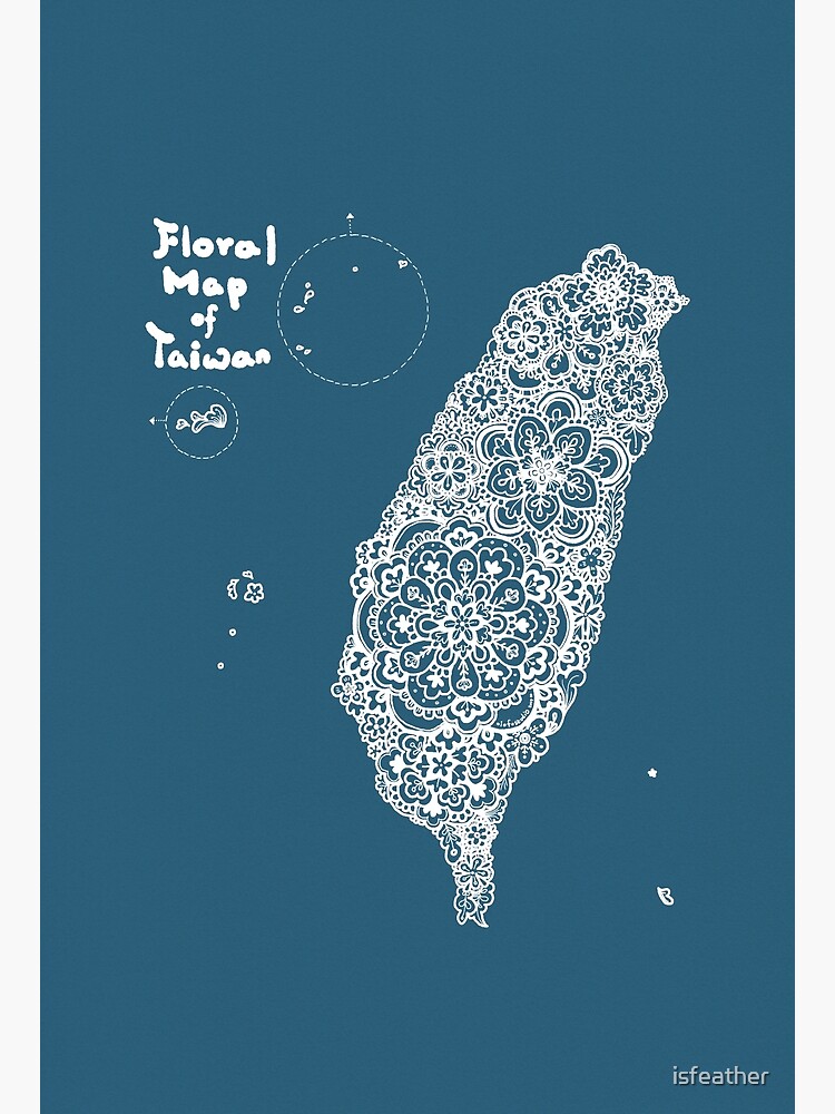 Floral map of Taiwan - white by isfeather