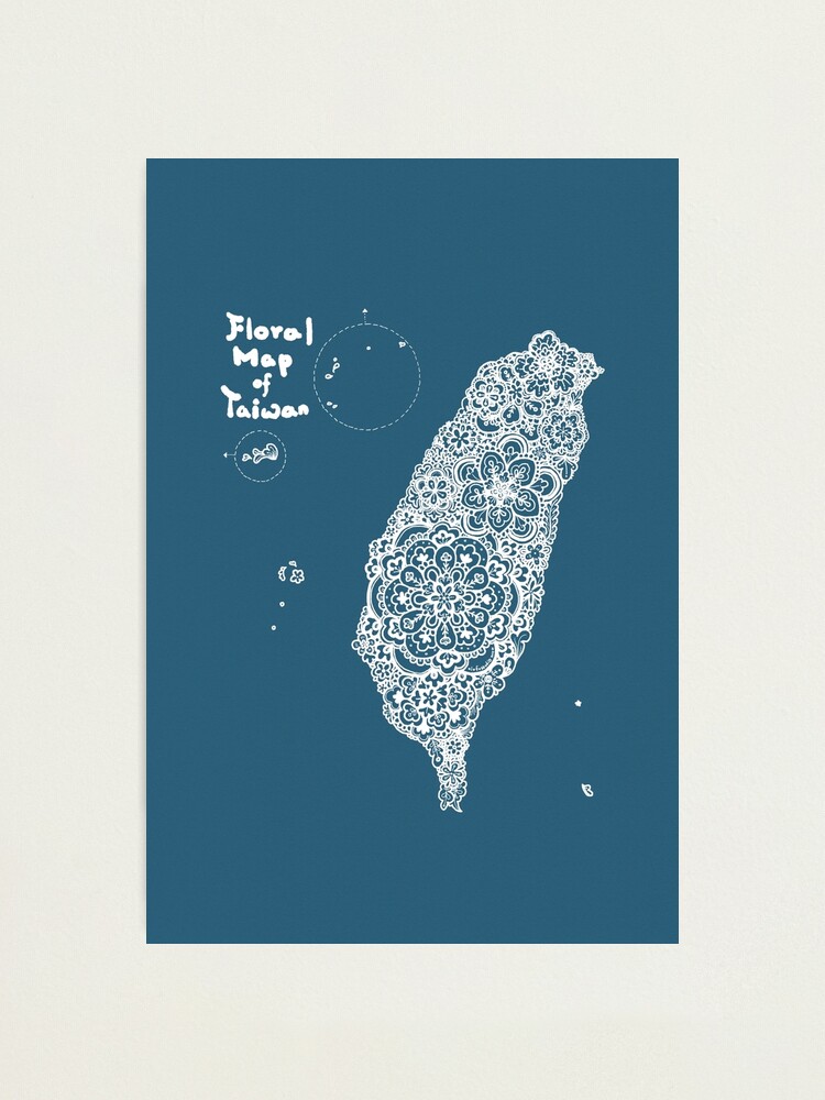Alternate view of Floral map of Taiwan - white Photographic Print