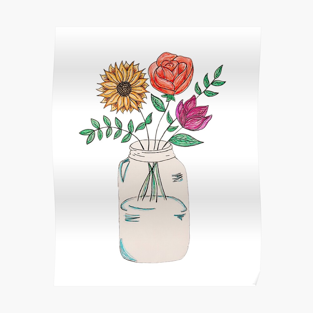 Rose Spring Flower Bouquet Mason Jar Sticker Car Cup Cooler Window Bumper Decal 
