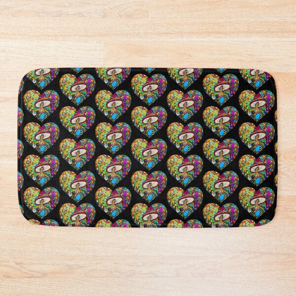 Item preview, Psychedelic Blacklight Shrooms Rave Heart designed and sold by willybadu.