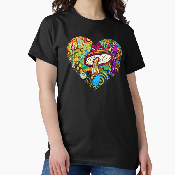 Item preview, Psychedelic Blacklight Shrooms Rave Heart designed and sold by willybadu.
