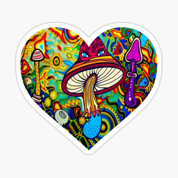 Item preview, Psychedelic Blacklight Shrooms Rave Heart designed and sold by willybadu.