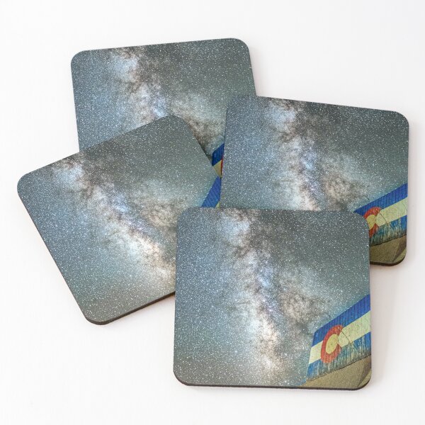 Item preview, Colorado Living // Milky Way Galaxy Long Exposure Photograph Incredible Starry Night and State Flag designed and sold by catbyrdcolorado.