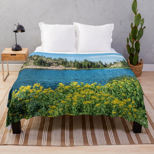 Item preview, Yellow Flower Lake // Beautiful Daylight Evergreen Mountain Landscape Photograph designed and sold by catbyrdcolorado.