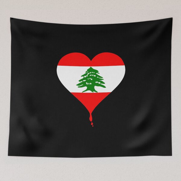 Item preview, Lebanon Flag Lebanese Revolution Protest March Bloody Heart Gift designed and sold by theshirtinator.