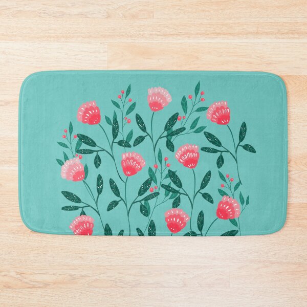 Item preview, Teal and red flowers designed and sold by Katbydesign.