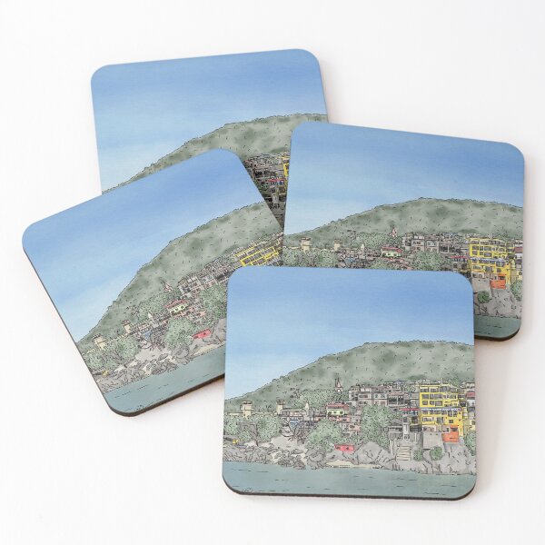 Item preview, Ganges river in Rishikesh - India. Colorful watercolor illustration designed and sold by NaliniLe.