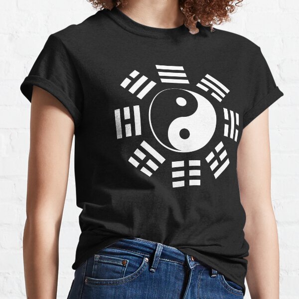 Yin Yang. I Ching. Martial Arts, Chinese, WHITE on BLACK. Classic T-Shirt