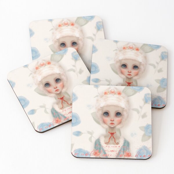 Item preview, Run As Mad As You Choose Marie Antoinette Portrait With Red Silk Bow Silver Hair Updo With Light Pink Baby Rose Crown And A Light Blue Rose BackGround Done In Anime Style designed and sold by Monica Laipple.