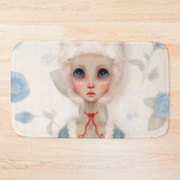 Item preview, Run As Mad As You Choose Marie Antoinette Portrait With Red Silk Bow Silver Hair Updo With Light Pink Baby Rose Crown And A Light Blue Rose BackGround Done In Anime Style designed and sold by Monica Laipple.