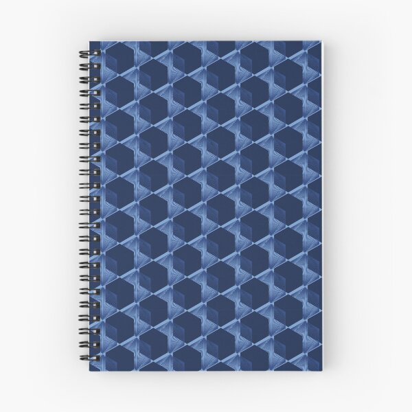 Item preview, Modern indigo blue geometric hand drawn 3d cube pattern. designed and sold by Limolida.