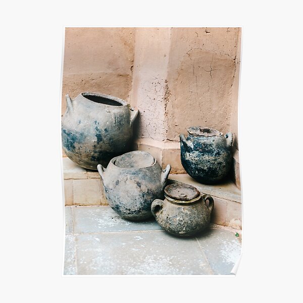 Pottery in earth tones | Ourika Marrakech Morocco | Still life photography Poster