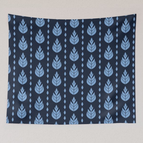 Item preview, Indigo blue stylized ethnic leaf pattern. designed and sold by Limolida.