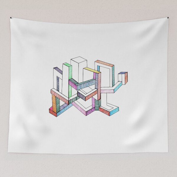 Item preview, Futuristic linear geometric city designed and sold by Carolina Salazar.