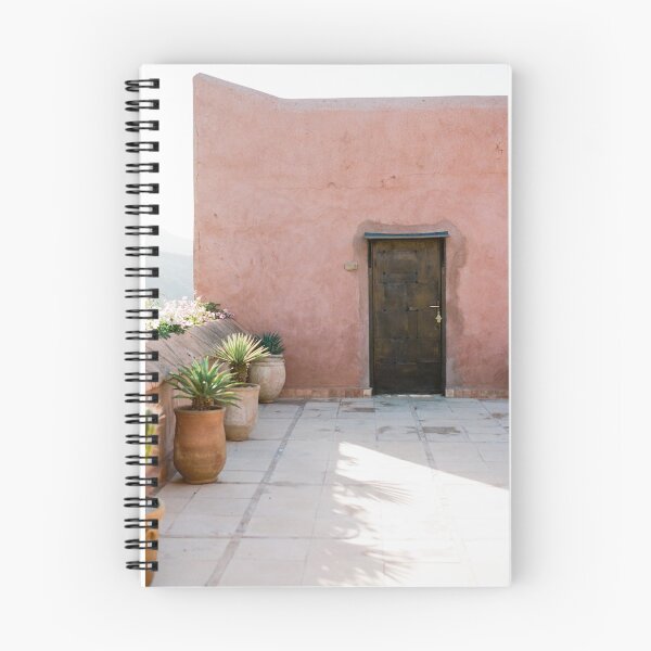 Item preview, Magical Morocco - Ourika | Coral colored house and wooden door in the atlas mountains designed and sold by raisazwart.