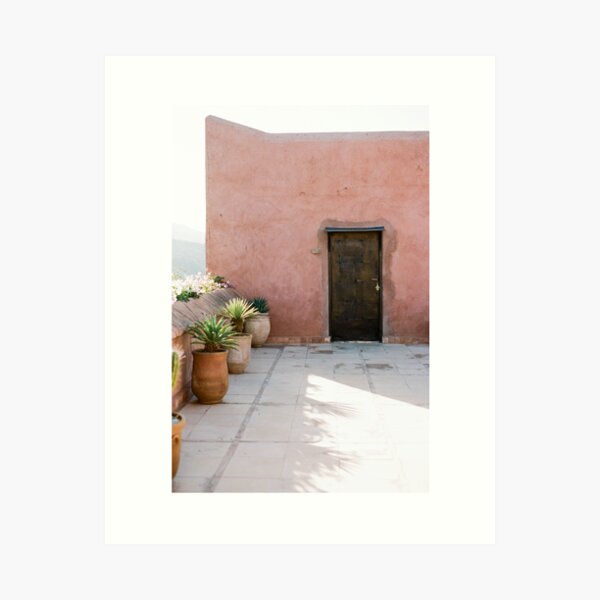 Magical Morocco - Ourika | Coral colored house and wooden door in the atlas mountains Art Print