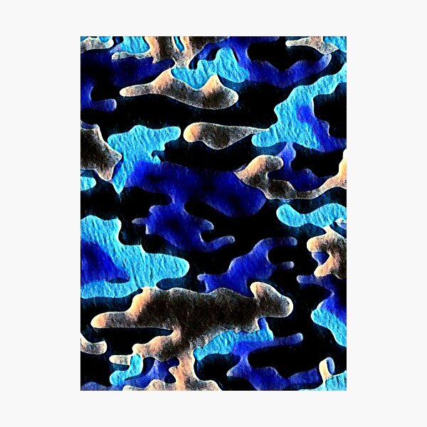 Blue UV Black Light Camo Design Photographic Print