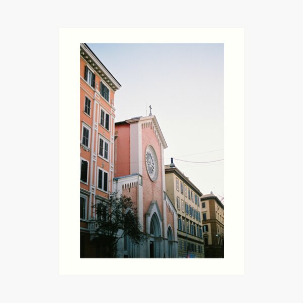 Pastel colored street | Travel photography print Rome, Italy | Pastel colored wall art Art Print