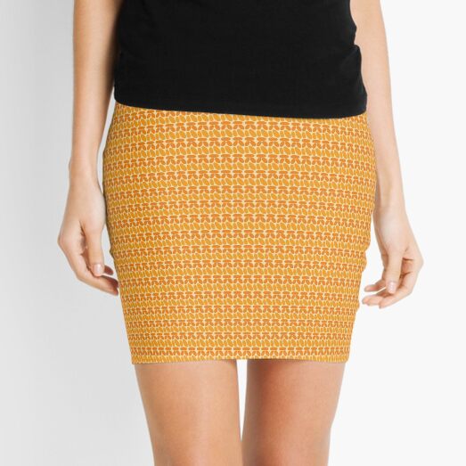 Pseudo crochet pattern in orange and yellow Mini Skirt