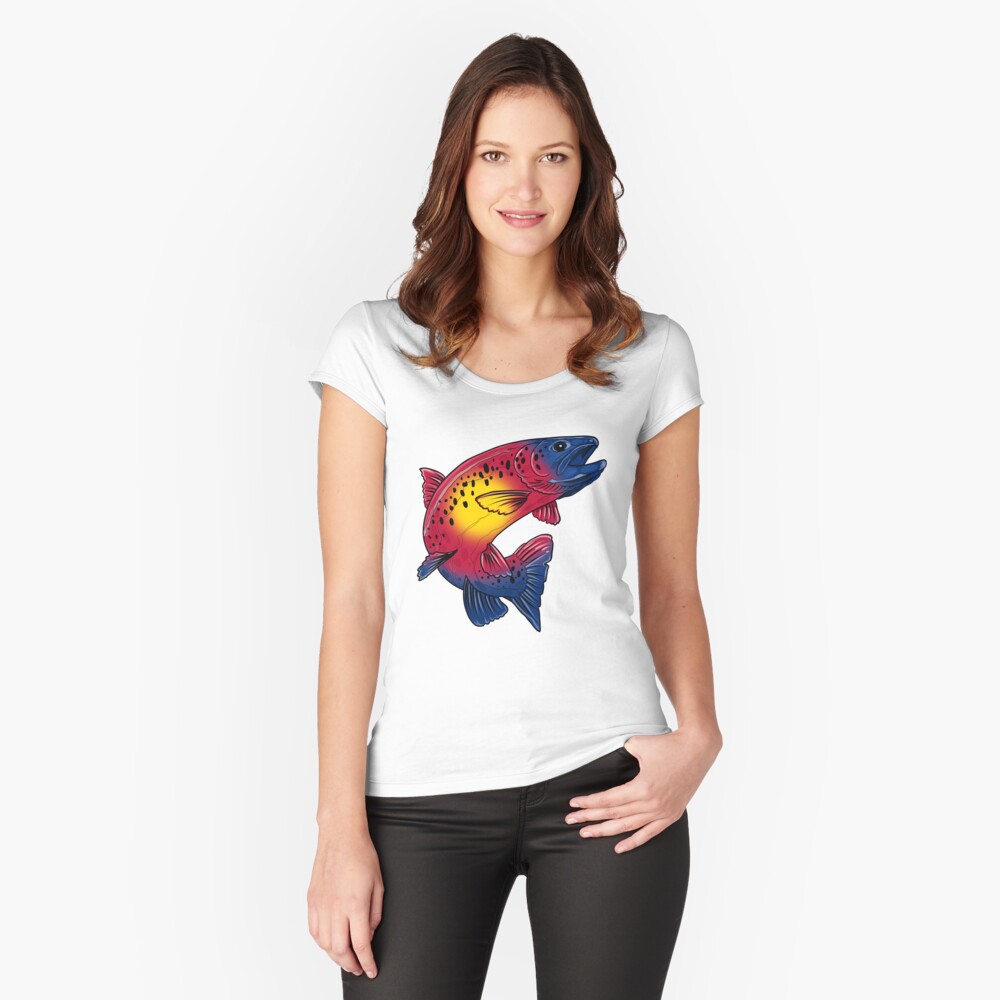 Vista previa del artículo con la obra «Camiseta entallada de cuello ancho», diseñado y vendido por PaintchipsArt.