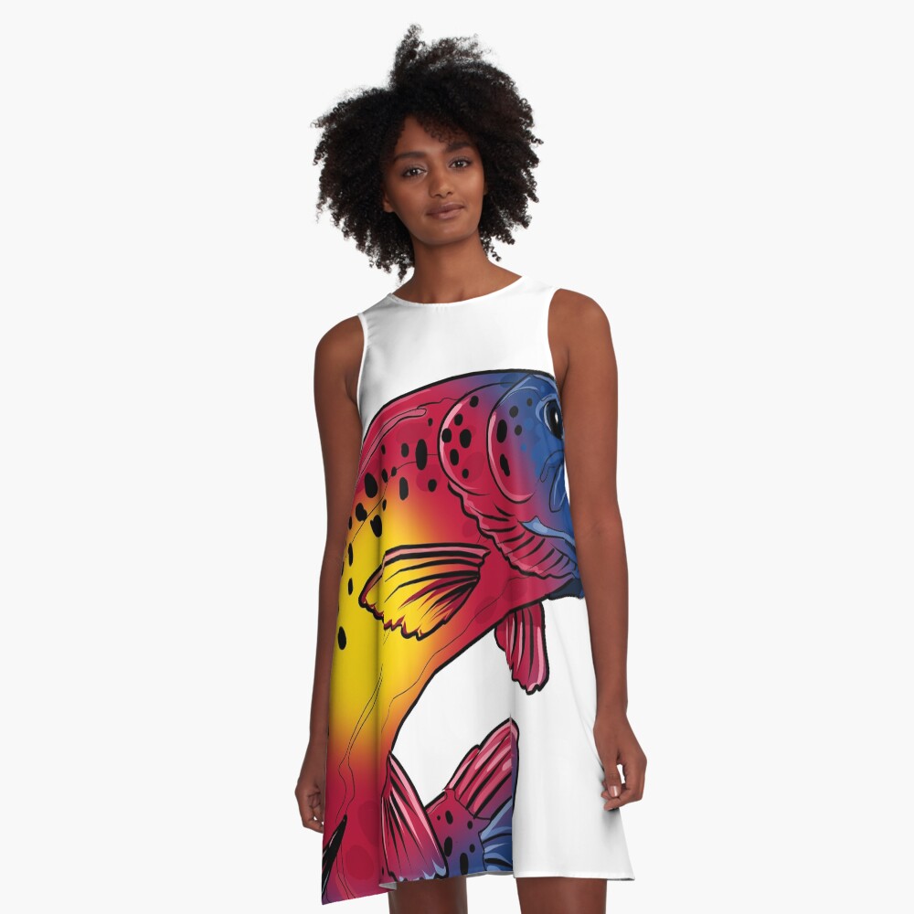 Vista previa del artículo con la obra «Vestido acampanado», diseñado y vendido por PaintchipsArt.
