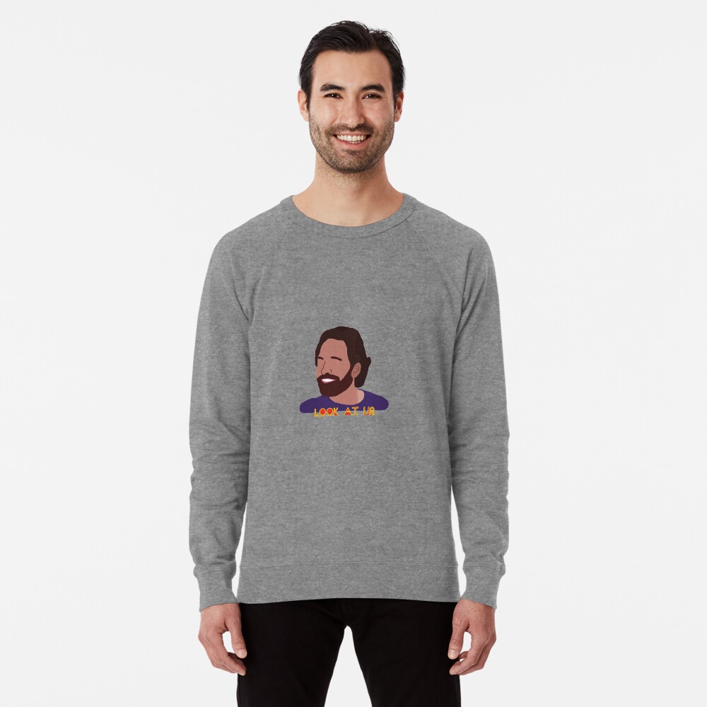 Paul Rudd Look At Us Sticker Lightweight Sweatshirt By Jessietshops Redbubble