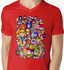 Samstag Morgen Collage T-Shirt mit V-Ausschnitt