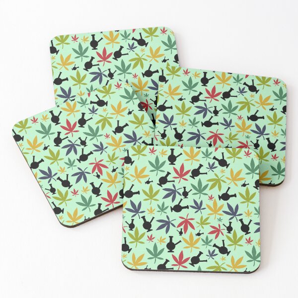 Item preview, Marijuana leaf weed with bong and pipe seamless repeating pattern. Colors of various shades of green designed and sold by mkopka.
