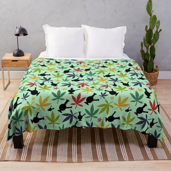 Item preview, Marijuana leaf weed with bong and pipe seamless repeating pattern. Colors of various shades of green designed and sold by mkopka.