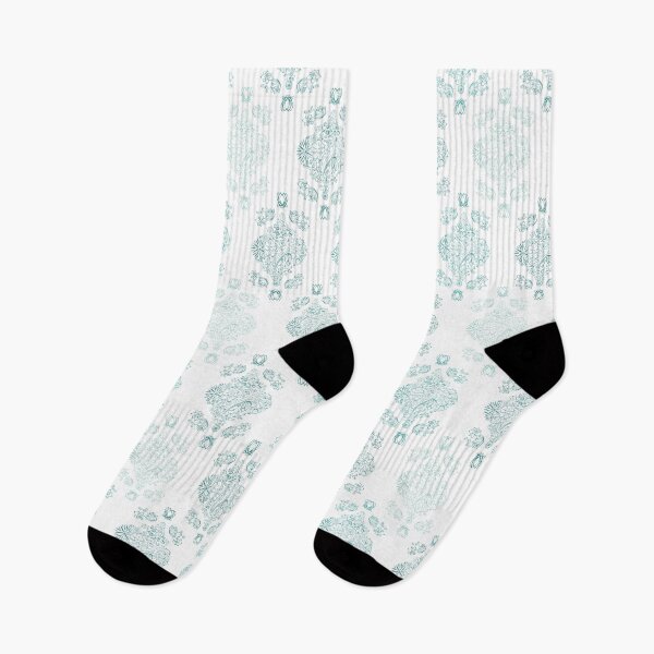 Item preview, Vertical Flowerly Tiles in white and turquoise. designed and sold by AgaRyc.