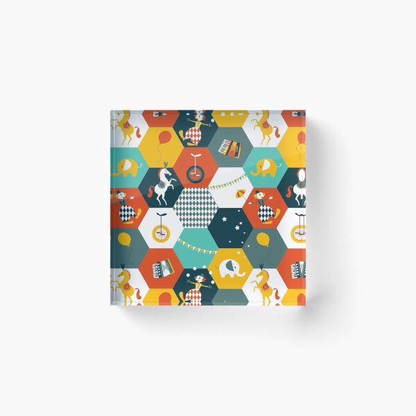 Item preview, Hexagon Circus - turquoise-yellow-rusty red designed and sold by kobyakov.