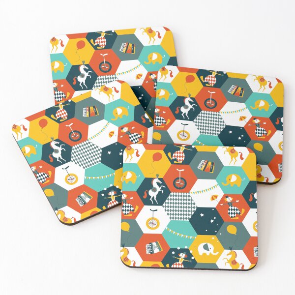 Item preview, Hexagon Circus - turquoise-yellow-rusty red designed and sold by kobyakov.