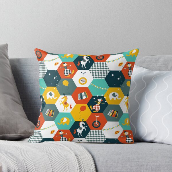 Item preview, Hexagon Circus - turquoise-yellow-rusty red designed and sold by kobyakov.