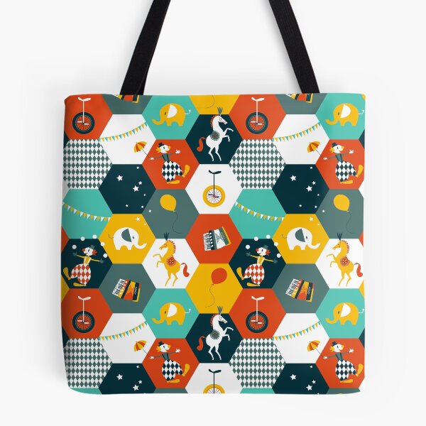 Item preview, Hexagon Circus - turquoise-yellow-rusty red designed and sold by kobyakov.