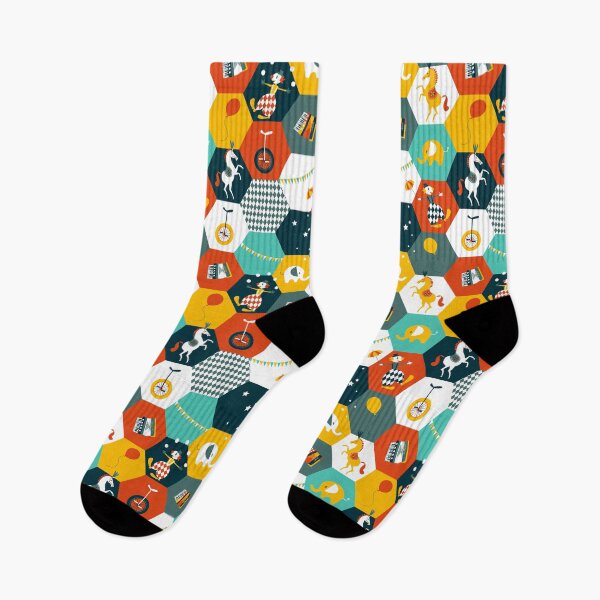 Item preview, Hexagon Circus - turquoise-yellow-rusty red designed and sold by kobyakov.