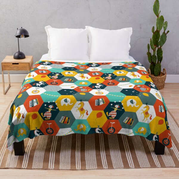Item preview, Hexagon Circus - turquoise-yellow-rusty red designed and sold by kobyakov.