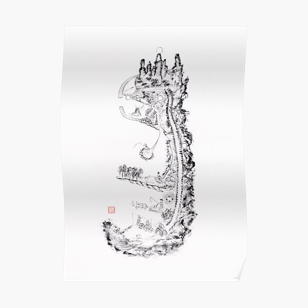 Daoist Classical Nei Jing Tu Chart of Inner Alchemy Landscape in Nei Dan practice art print Poster